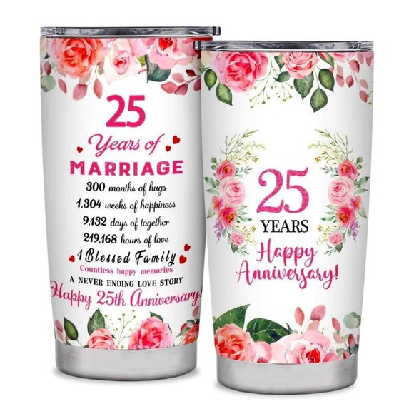 25 Years of Marriage Tumbler Gifts - Picture 1 of 2